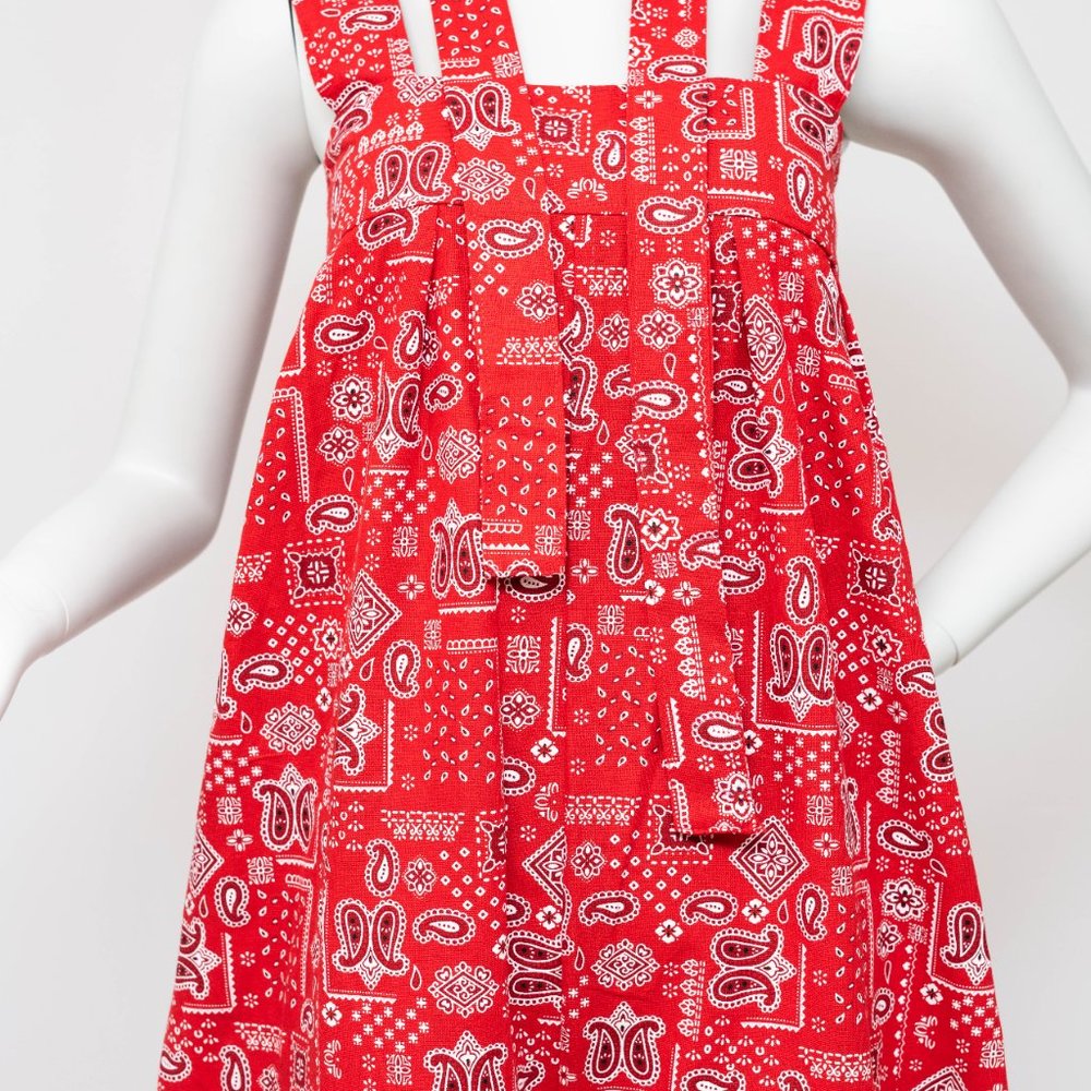 Women's Vintage Red Sleeveless Full Size Boho Chic Paisley Designer Jumpsuit - Picture 10 of 11
